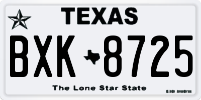 TX license plate BXK8725