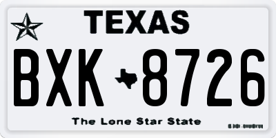 TX license plate BXK8726