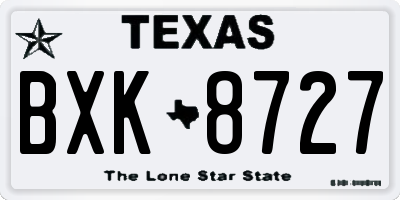 TX license plate BXK8727