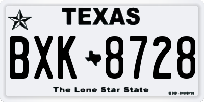 TX license plate BXK8728