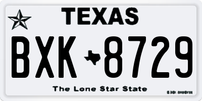 TX license plate BXK8729