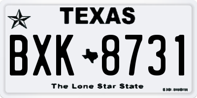 TX license plate BXK8731