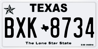 TX license plate BXK8734