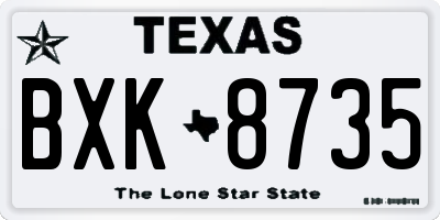 TX license plate BXK8735