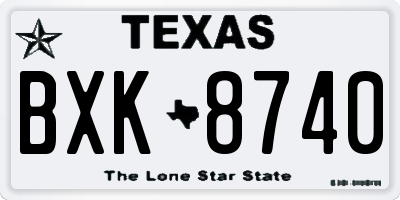 TX license plate BXK8740