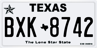 TX license plate BXK8742