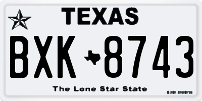 TX license plate BXK8743