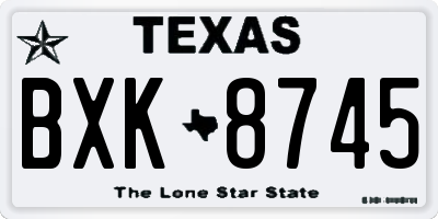 TX license plate BXK8745