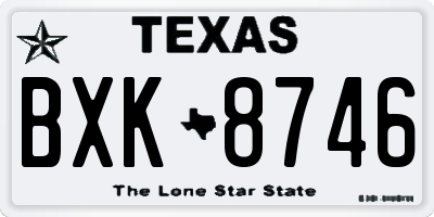 TX license plate BXK8746