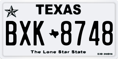 TX license plate BXK8748