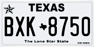 TX license plate BXK8750