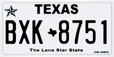TX license plate BXK8751