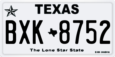 TX license plate BXK8752