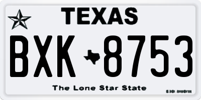TX license plate BXK8753