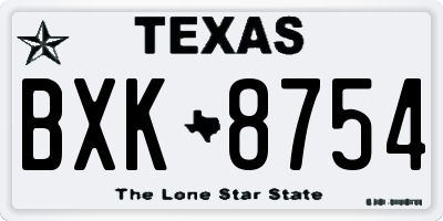 TX license plate BXK8754