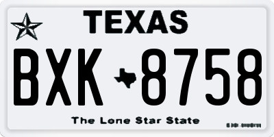 TX license plate BXK8758