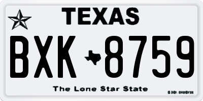 TX license plate BXK8759