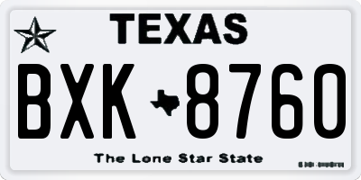 TX license plate BXK8760