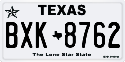 TX license plate BXK8762