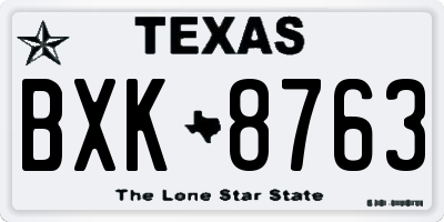 TX license plate BXK8763