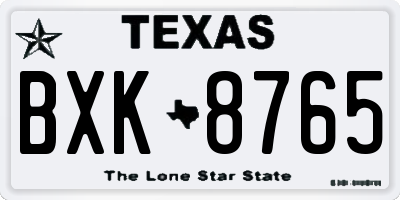 TX license plate BXK8765