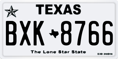 TX license plate BXK8766