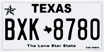 TX license plate BXK8780
