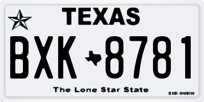 TX license plate BXK8781