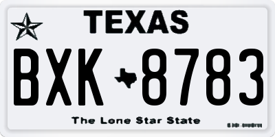 TX license plate BXK8783