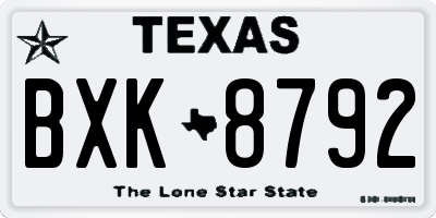 TX license plate BXK8792
