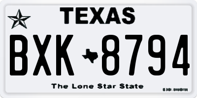 TX license plate BXK8794