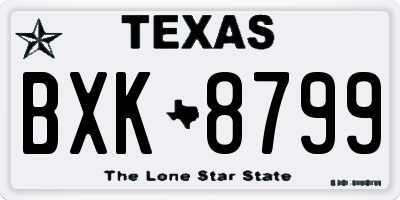 TX license plate BXK8799