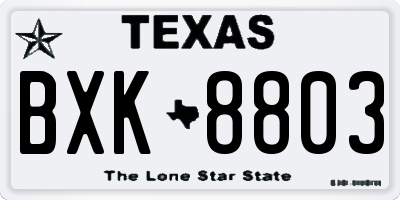 TX license plate BXK8803