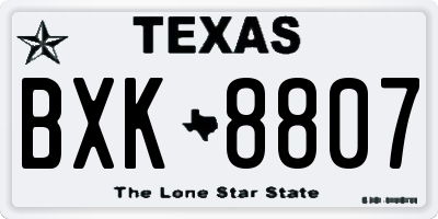 TX license plate BXK8807
