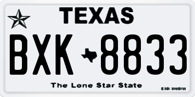 TX license plate BXK8833