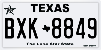 TX license plate BXK8849