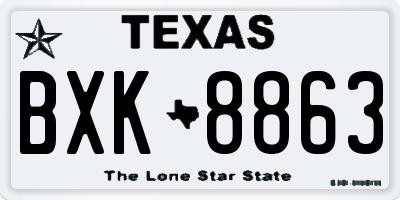 TX license plate BXK8863