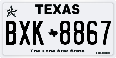 TX license plate BXK8867