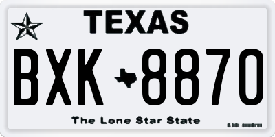 TX license plate BXK8870