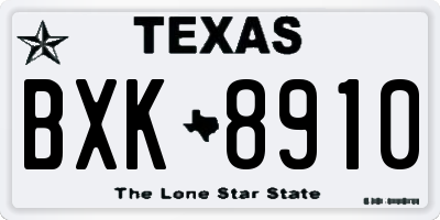 TX license plate BXK8910