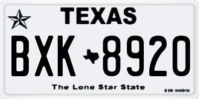 TX license plate BXK8920