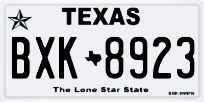 TX license plate BXK8923