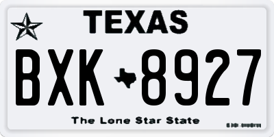 TX license plate BXK8927