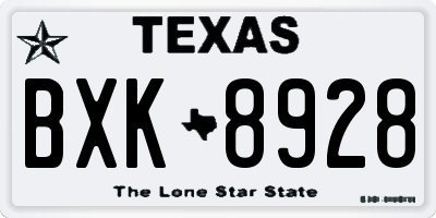 TX license plate BXK8928