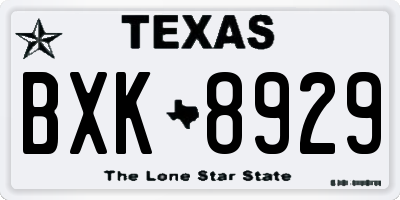 TX license plate BXK8929