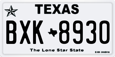 TX license plate BXK8930