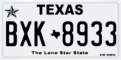 TX license plate BXK8933