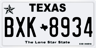 TX license plate BXK8934