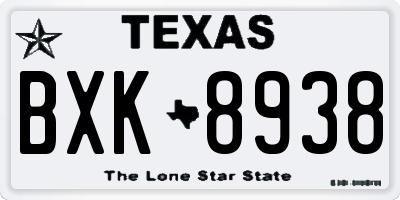 TX license plate BXK8938