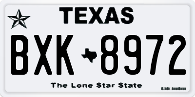 TX license plate BXK8972